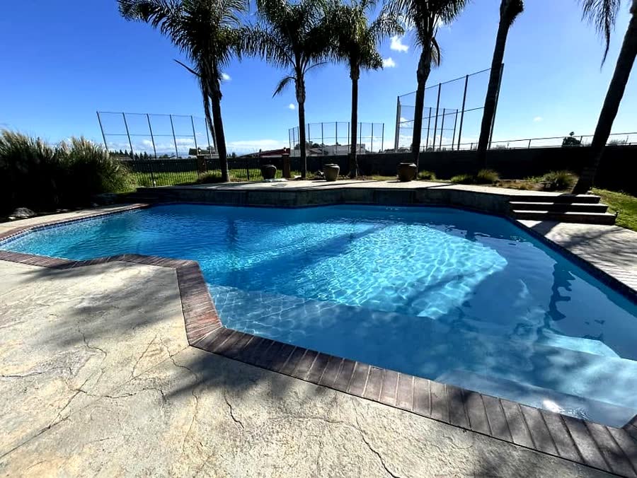 Freeform Landscape View — pool built by Neighborhood Pool Service